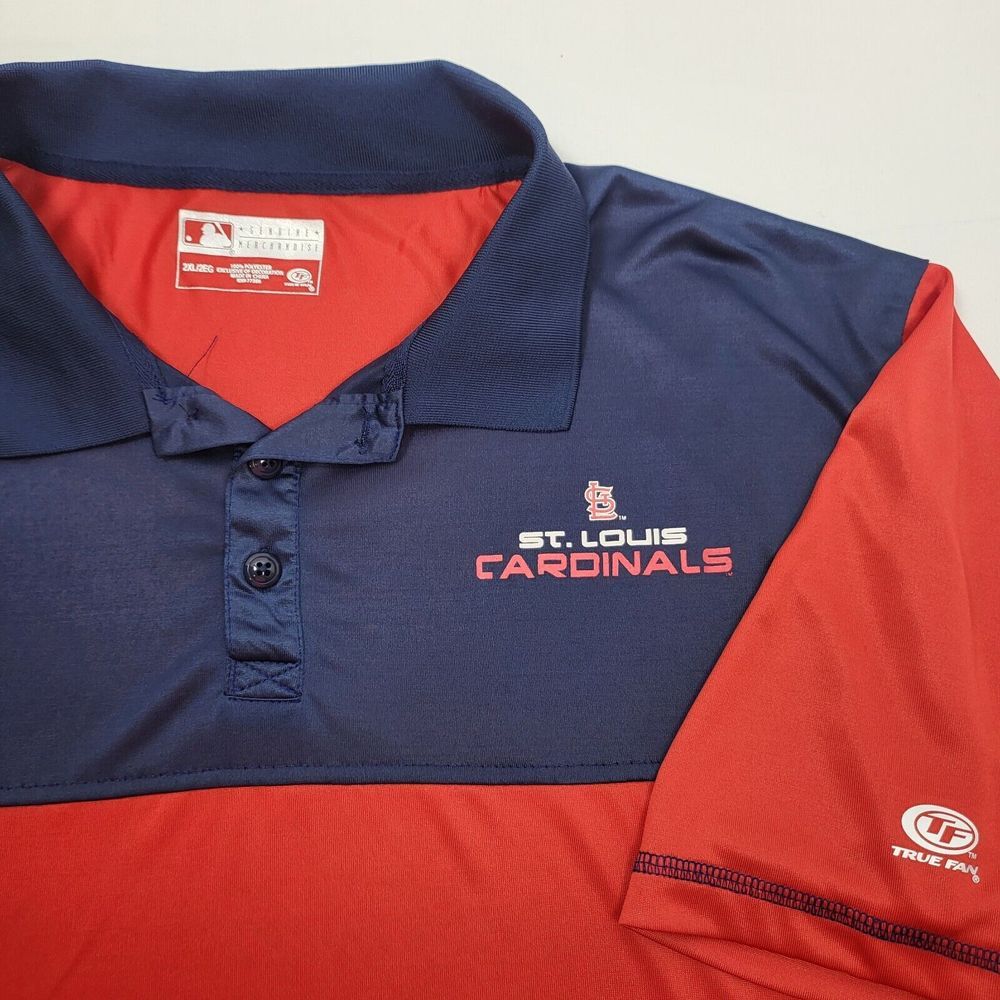 True Fan St. Louis Cardinals Polo Shirt MLB Baseball‎ Red Navy Size 2XL